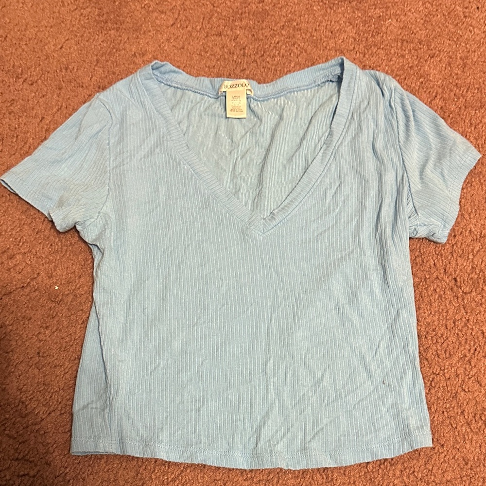 Bozzolo Light Blue V-Neck Short Sleeve Tee